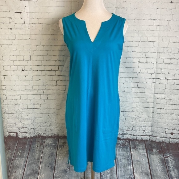 LANDS' END  Sheath Dress Small Sleeveless 100% Cotton Preppy Classic Nautical - Picture 2 of 16